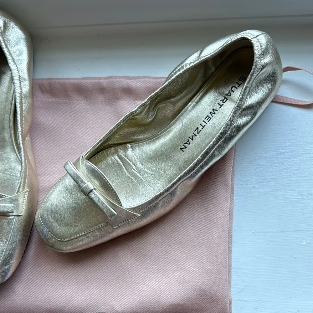 Stuart Weitzman Metallic Gold Loafers